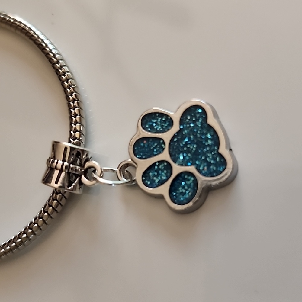 Sparkle Paw Print BRACELET Charm Compatable With Pandora